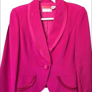 Oscar‎ de la Renta Vibrant Pink Silk Skirt Suit